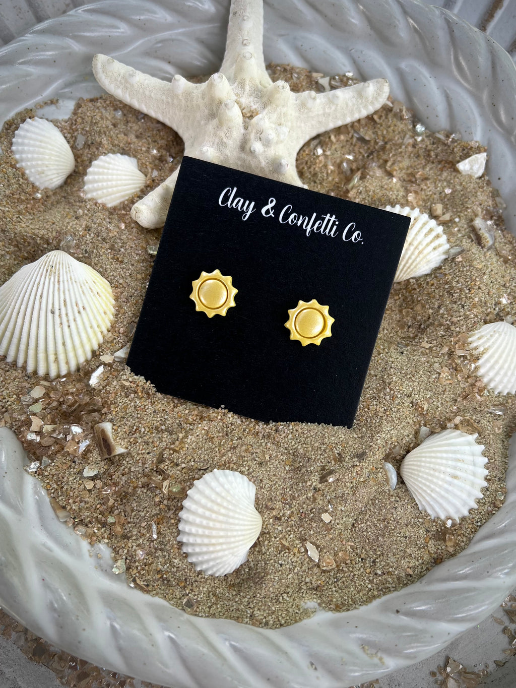 yellow shimmer sun stud