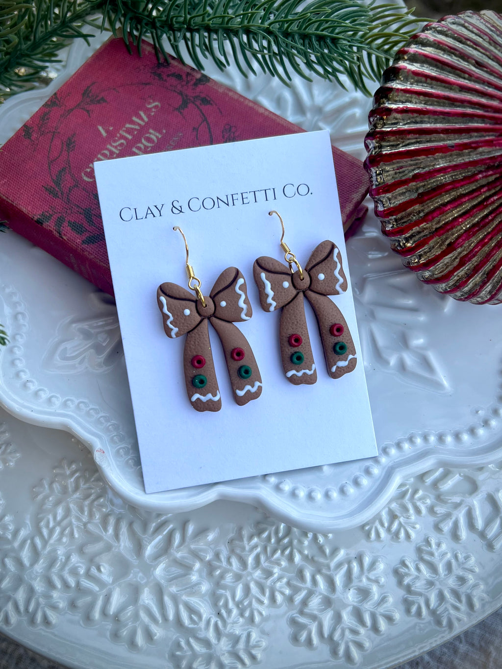 Gingerbread bow dangle