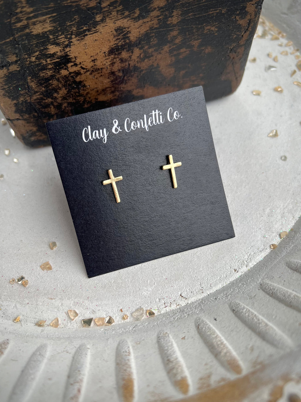 Gold cross stud