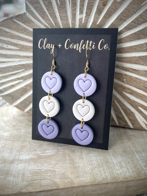 Purple triple circle heart dangle