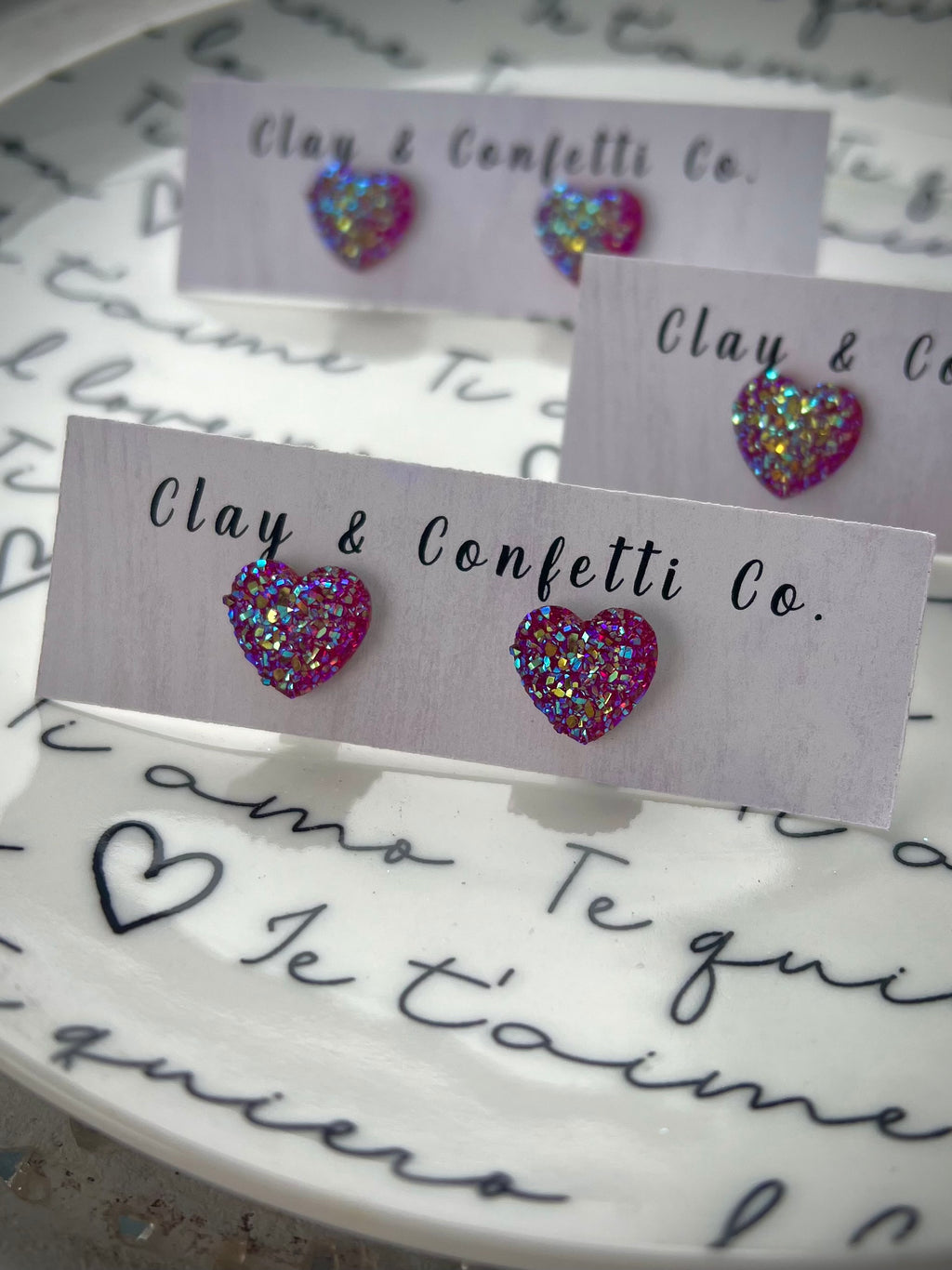 Rainbow fire heart stud