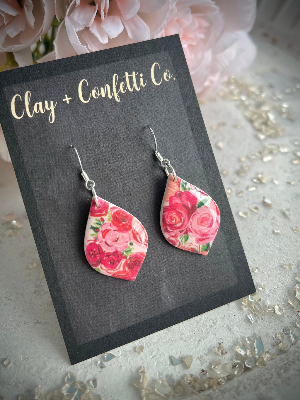 Cheerful Florals and Hearts Dainty Tear Dangle