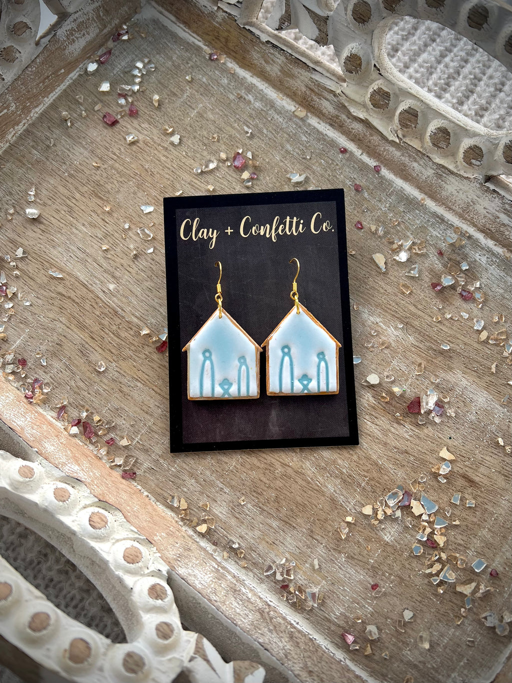 Silent night dangle blue and gold