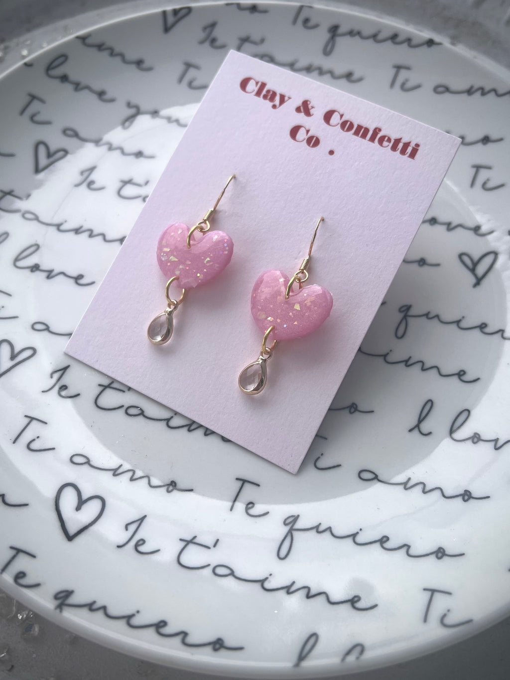 Pink Opal Heart with Charm Dangle