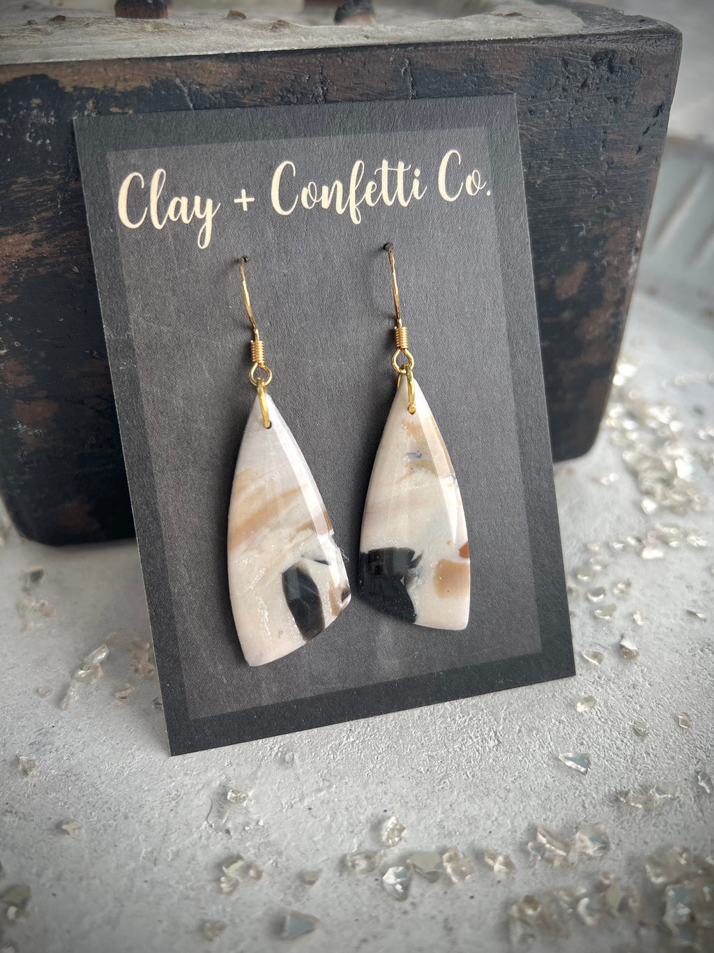 Brown and black neutral irregular triangle dangle