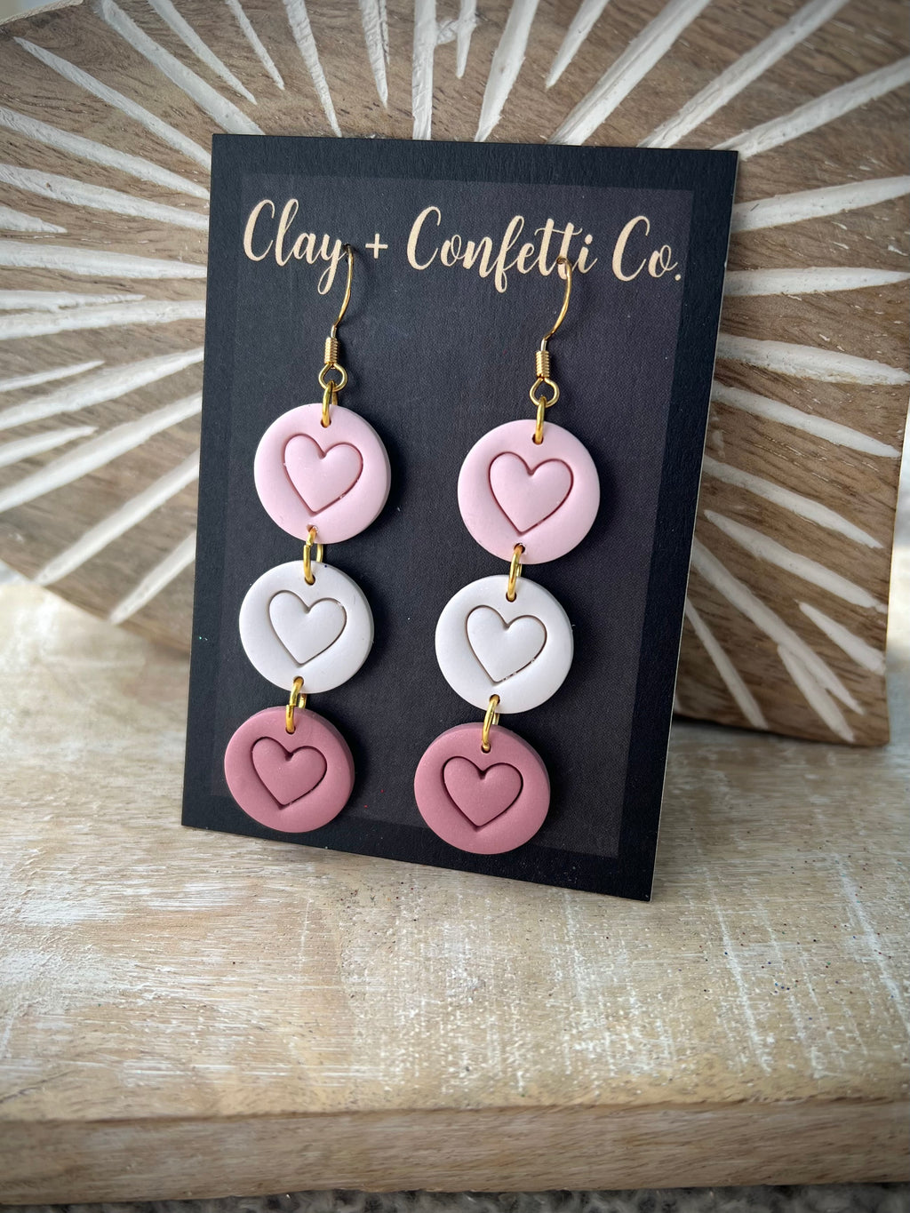 Pink triple circle heart dangle