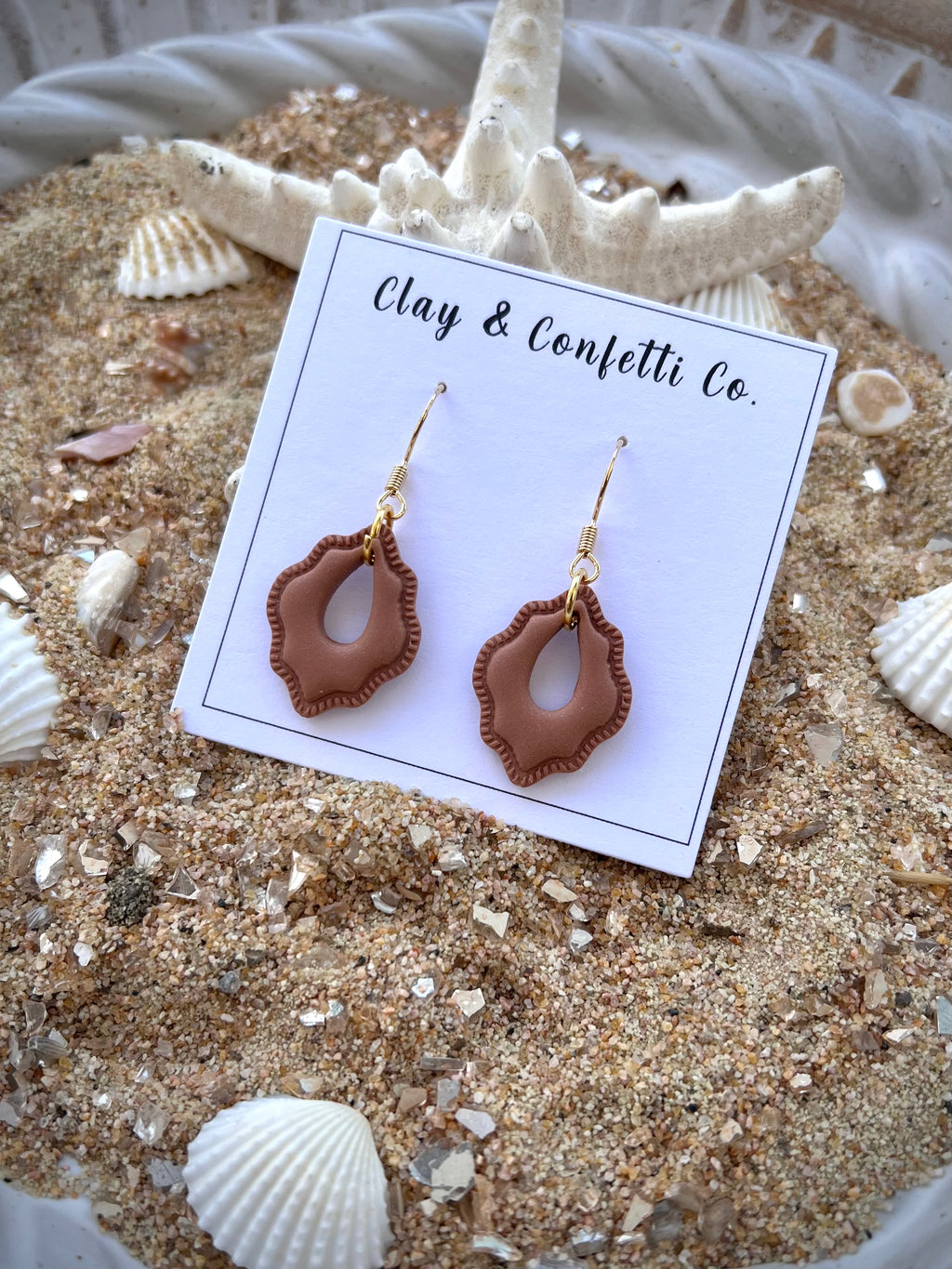 rust ribbed dainty tear dangle