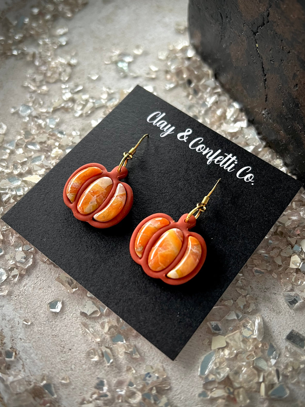 Pretty marble pumpkin dangle