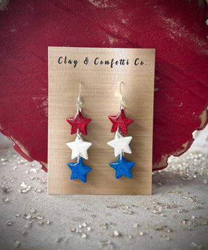 RWB glitter star dangle