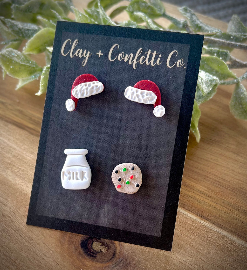Santa Hat with cookies and milk