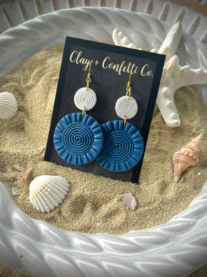 Deep Ocean Blue Glitter Spiral Dangle