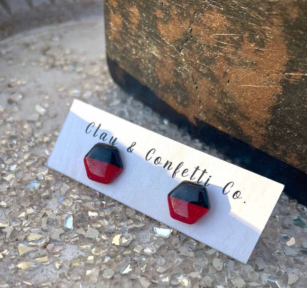 Black and Red hex stud