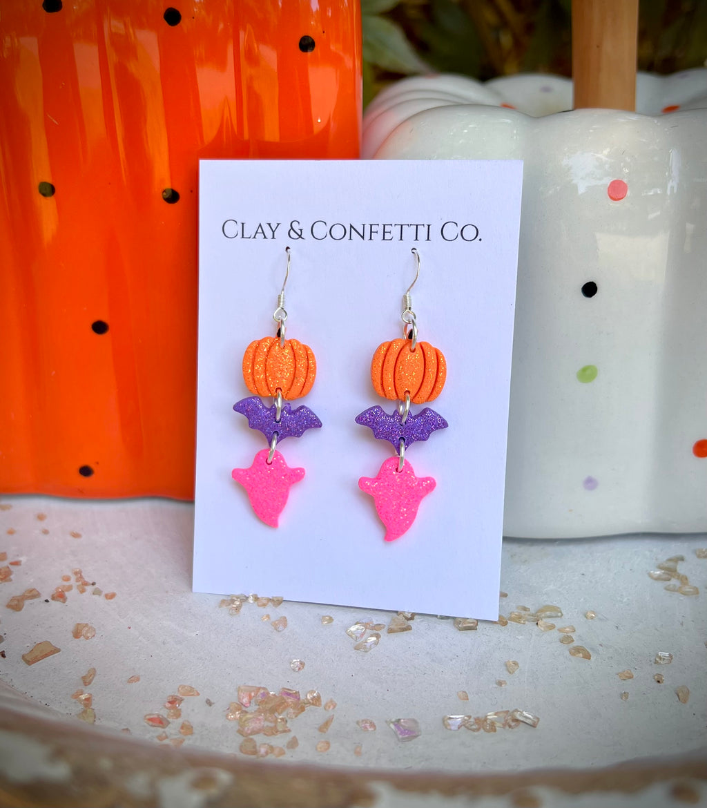 Glitter dangle Halloween triple