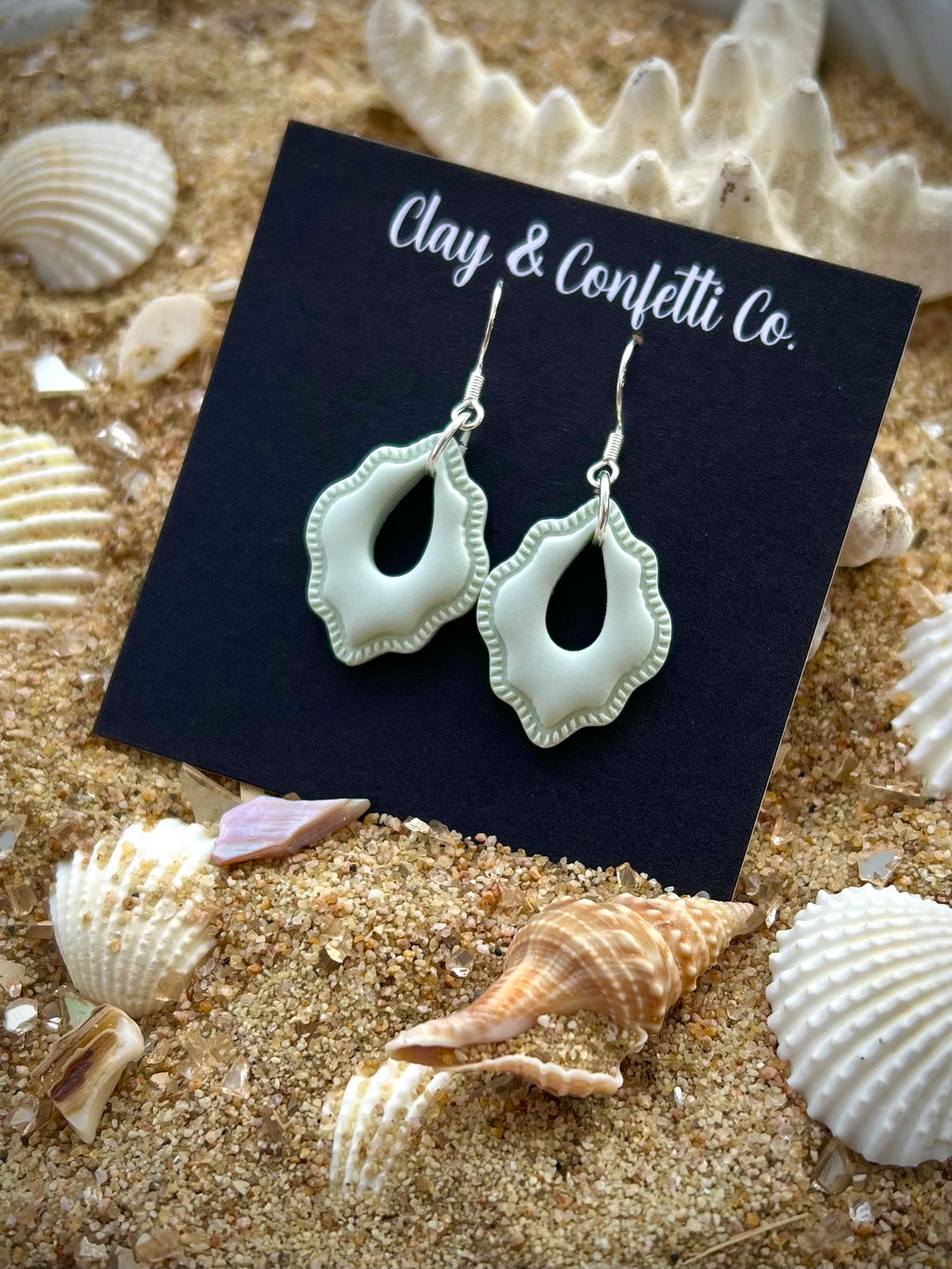 pale green ribbed dainty tear dangle