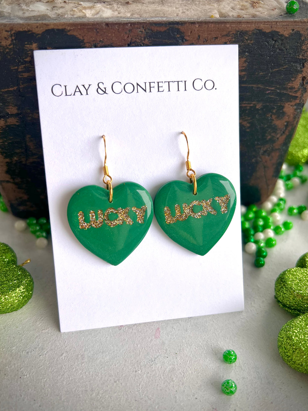 Glitter Lucky Green heart