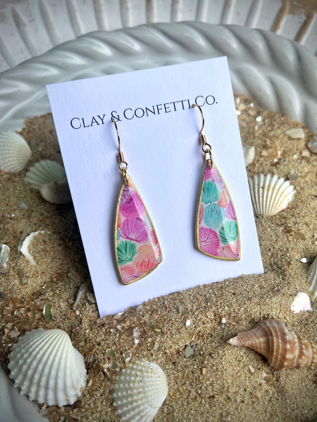 colorful shell pattern irregular triangle dangle