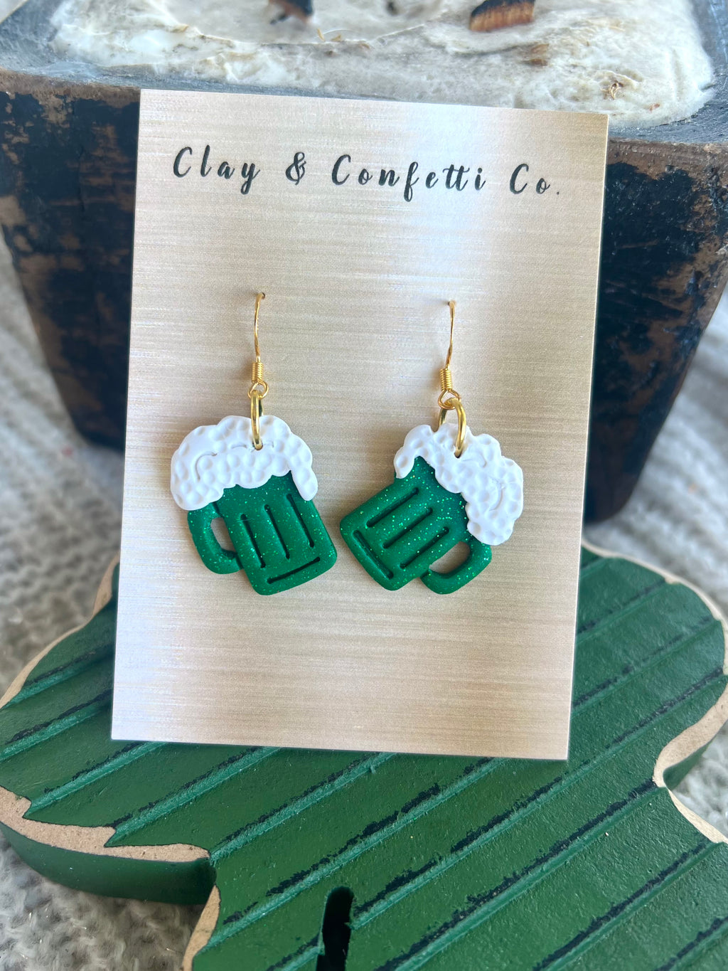 Glitter Green beer dangle