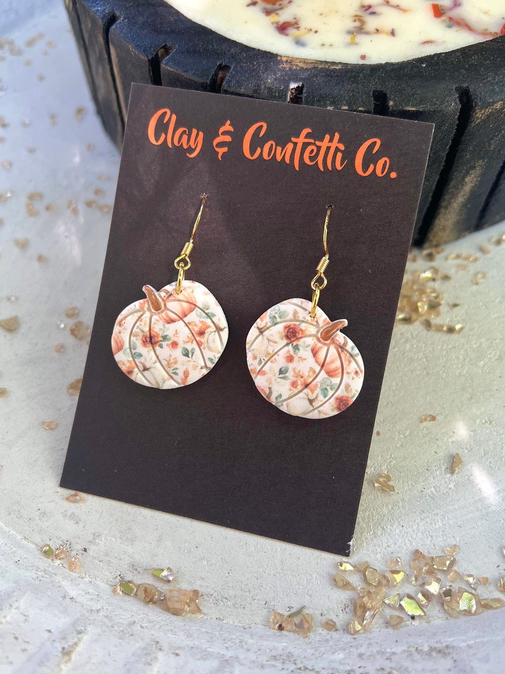Pumpkin floral pumpkin dangle