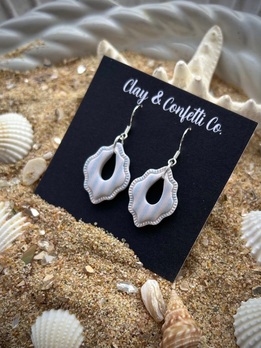 pale blue ribbed dainty tear dangle