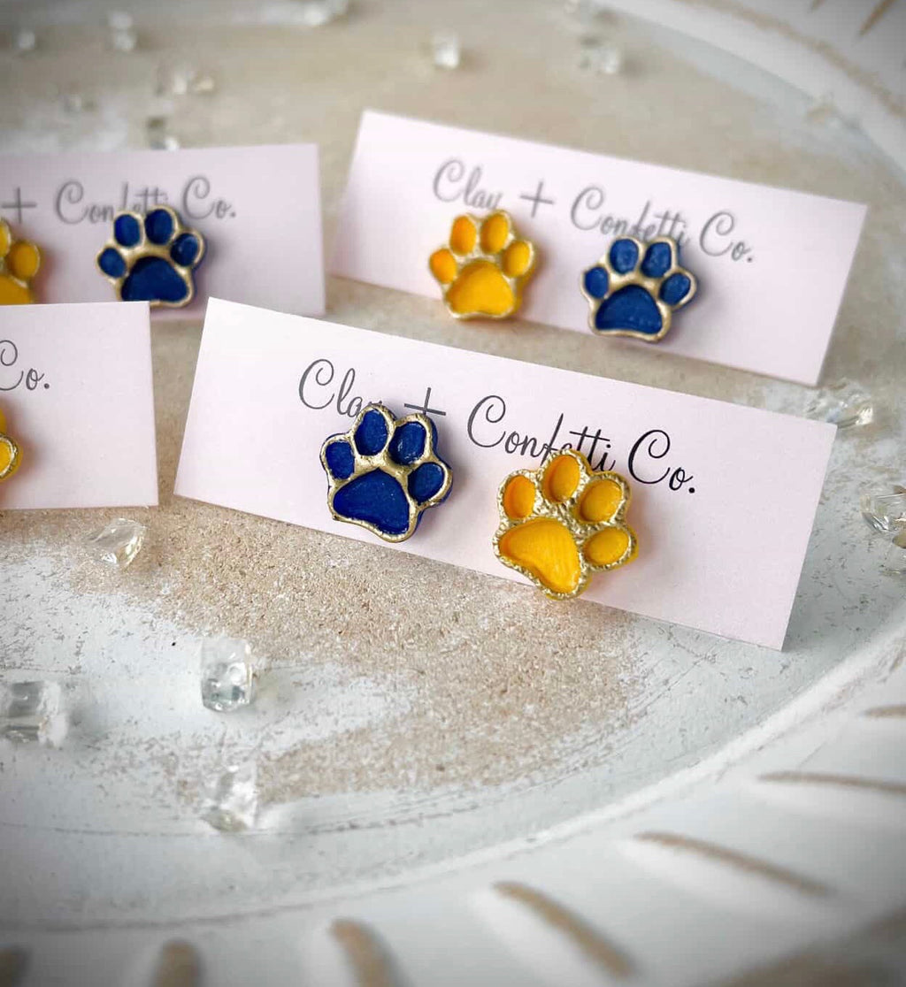 Yellow & blue paw stud