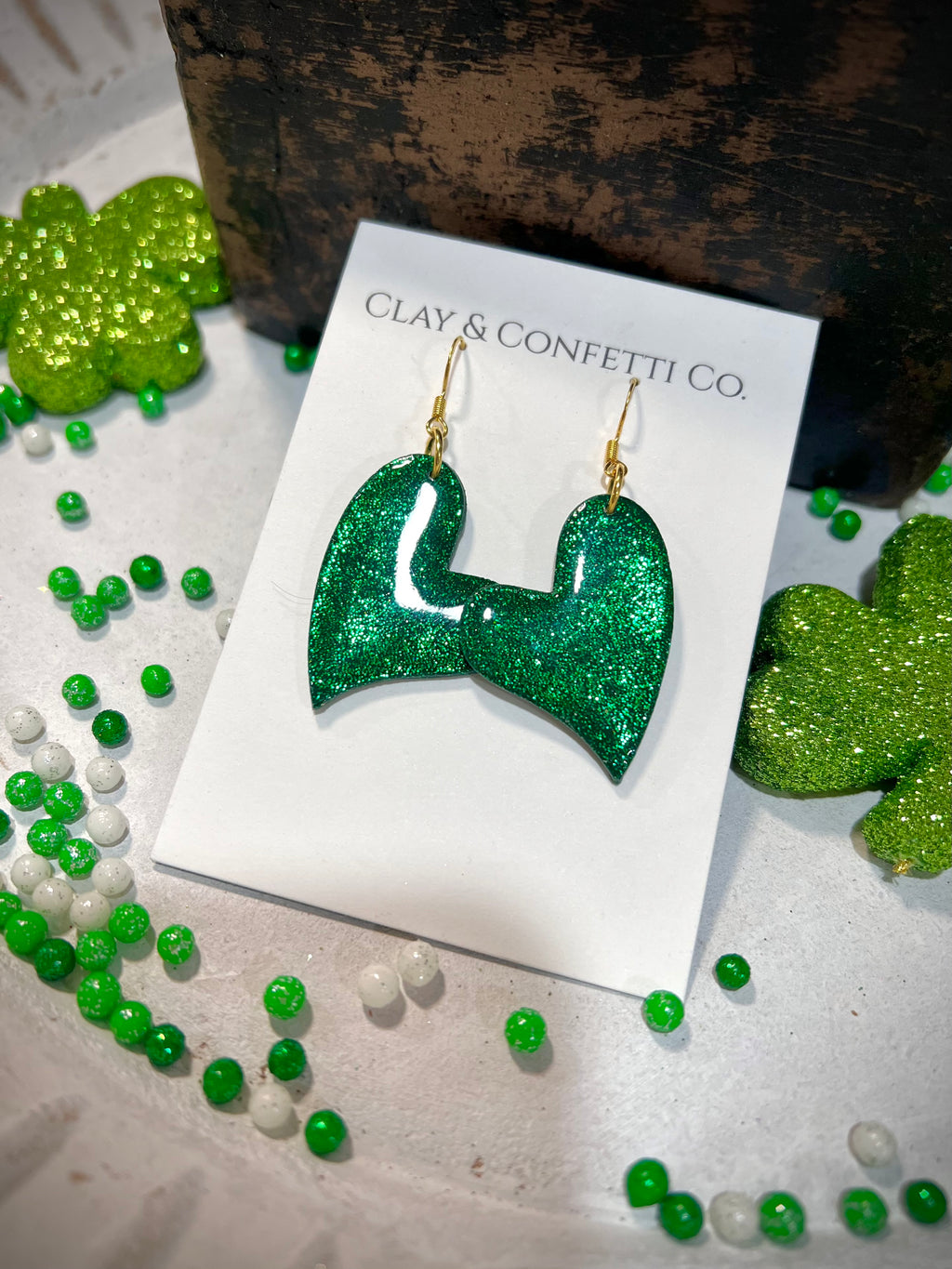 Groovy Green Heart in Emerald Glitter