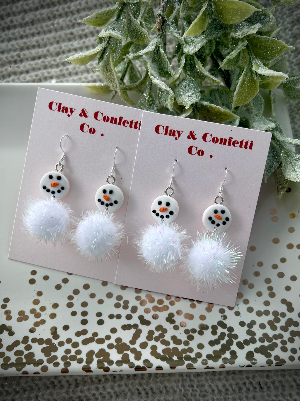 Snowman puff dangle
