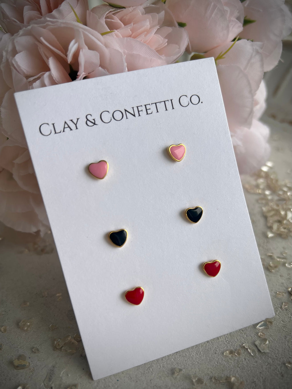 Little Mini Heart screw back stud pack