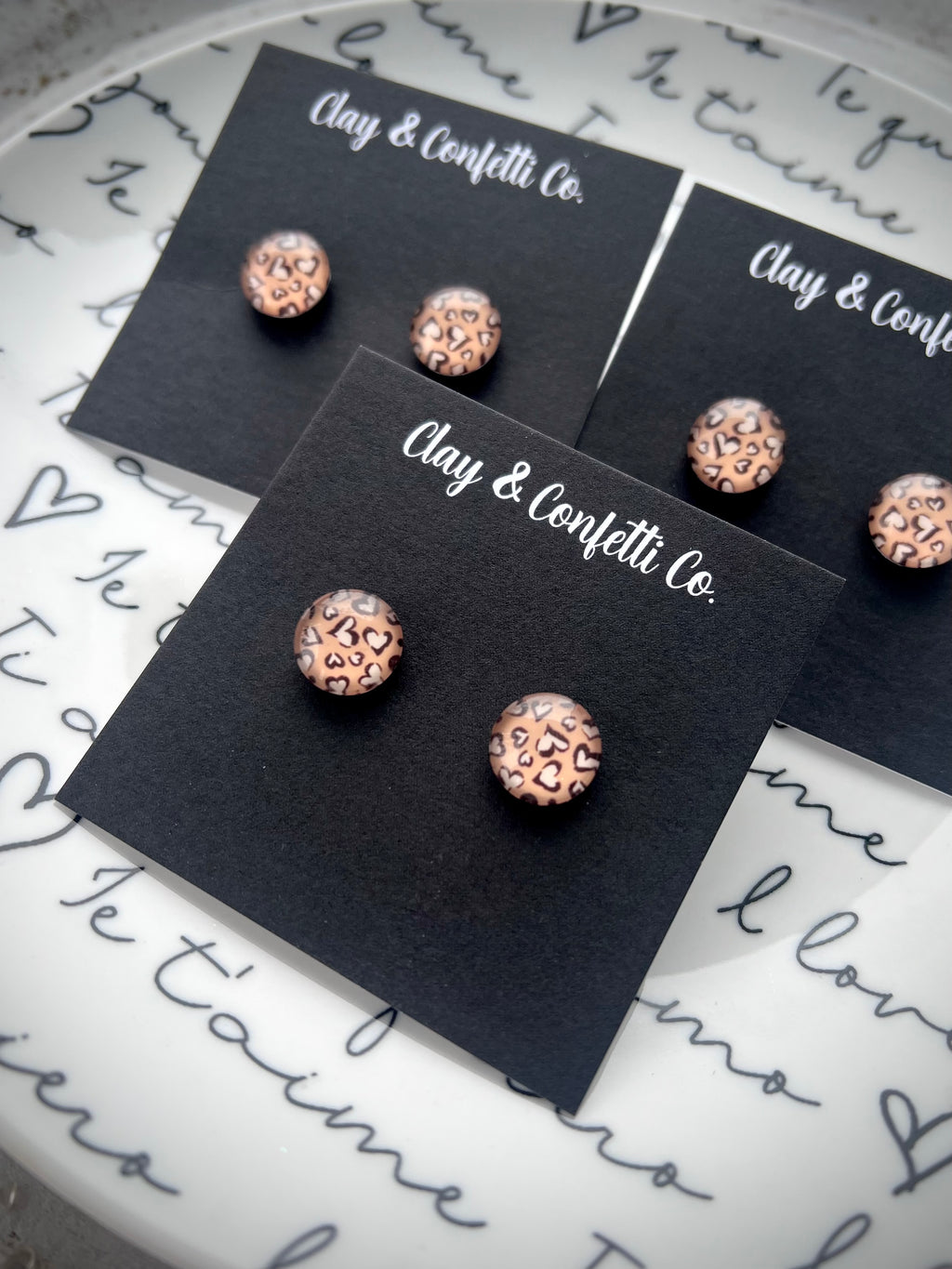 Cheetah Heart Glass stud