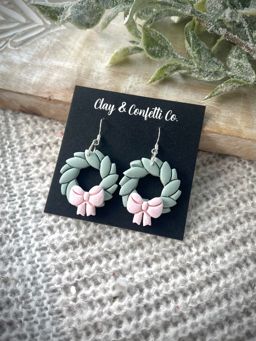 Boho pink bow wreath dangle