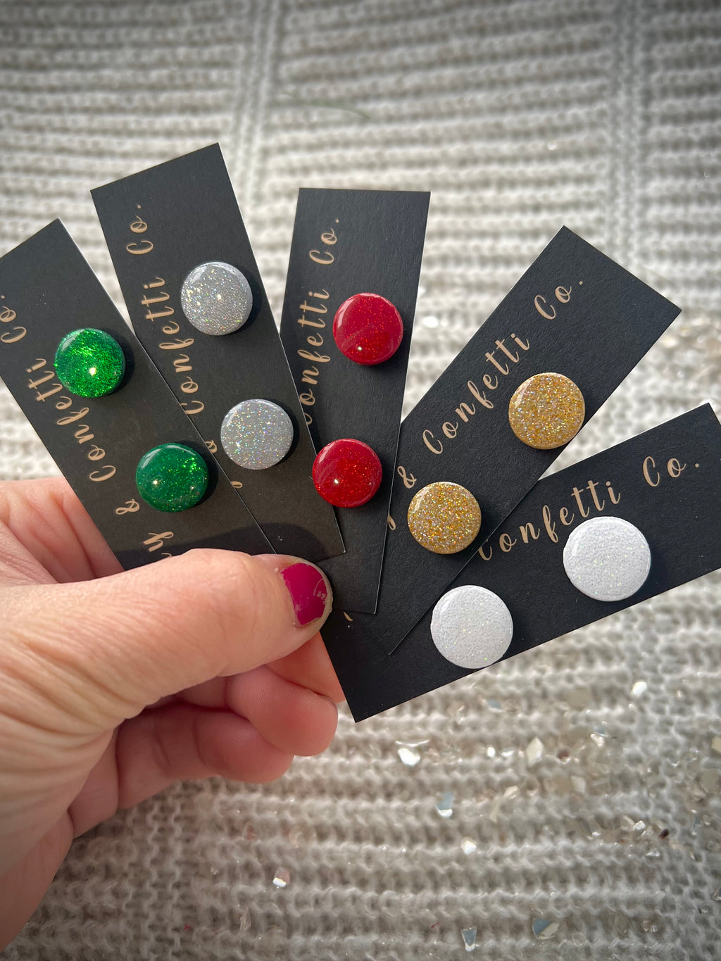 Mommy size Christmas glitter studs