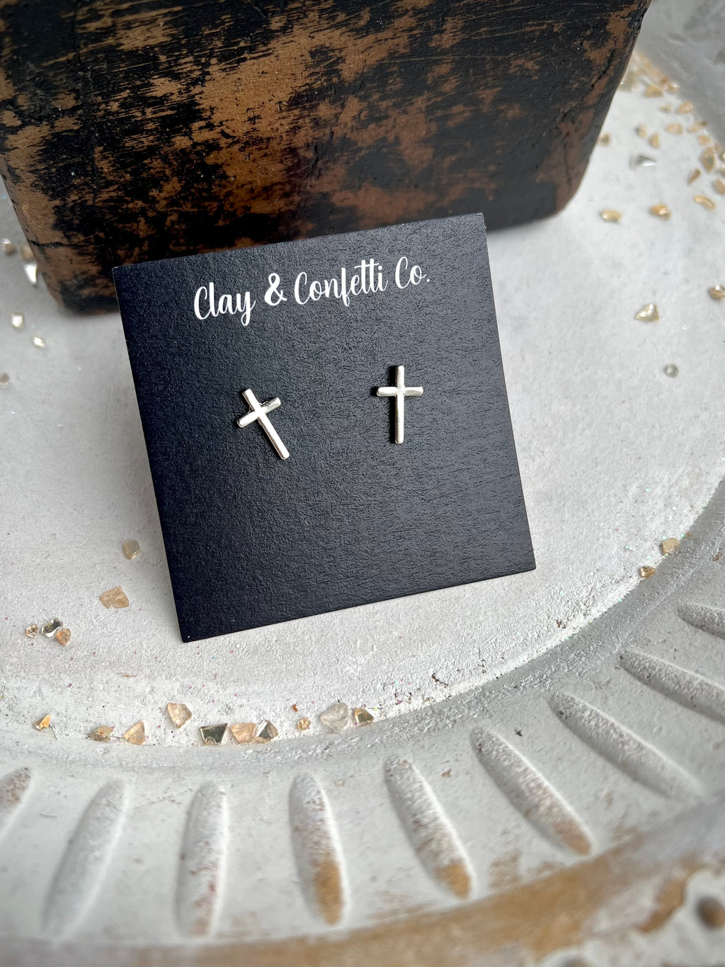 Silver cross stud
