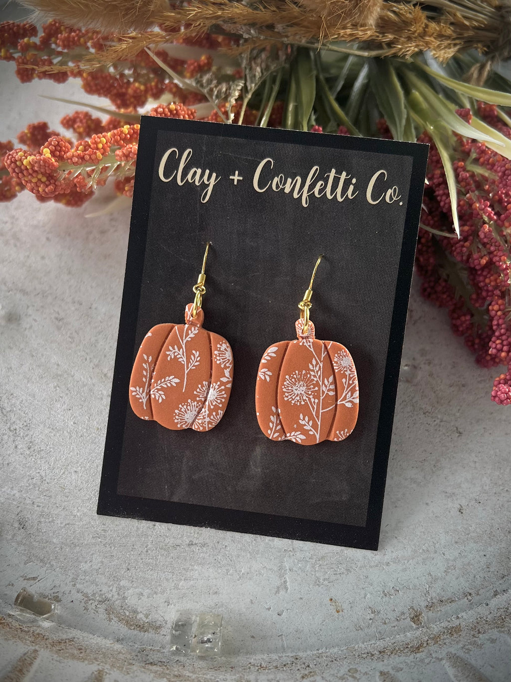 Orange with Print Pumpkin Dangle