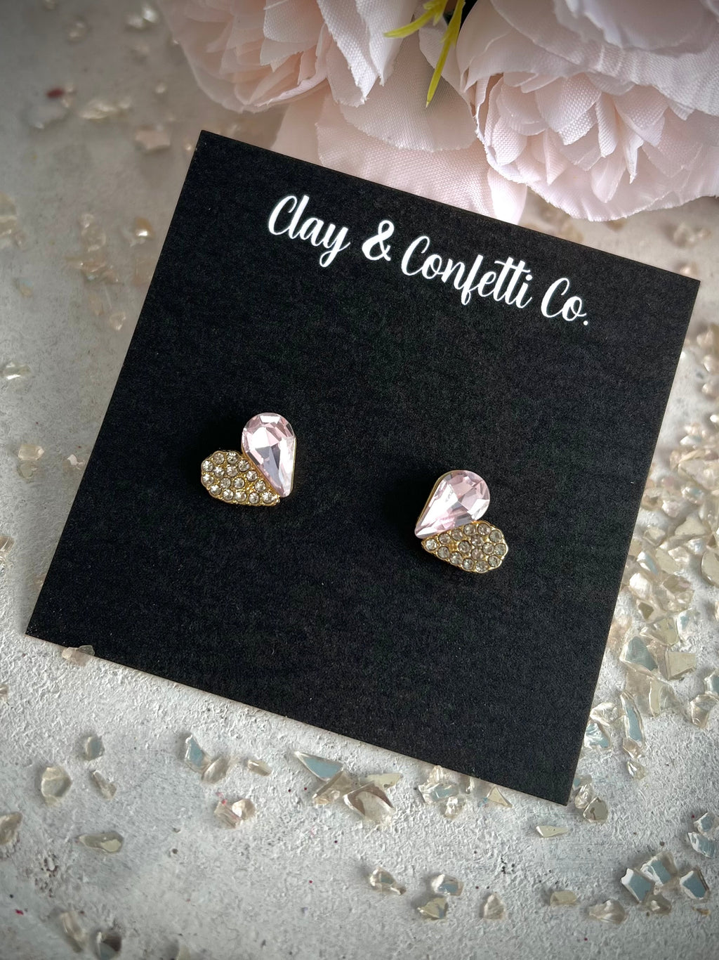 Split heart gem stud