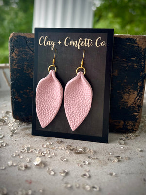 Faux folded leather dangle pink