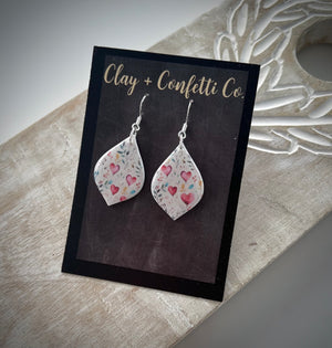 Red hearts with multicolor sprigs watercolor pattern