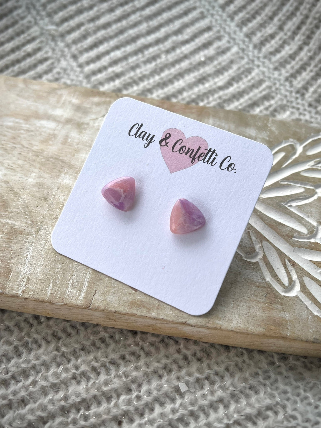 Pinky Purple Marble Rounded Triangle Stud