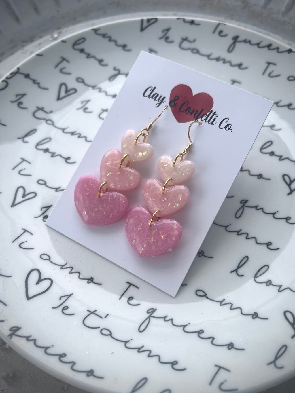 Pink Ombre Opal Pink Hearts