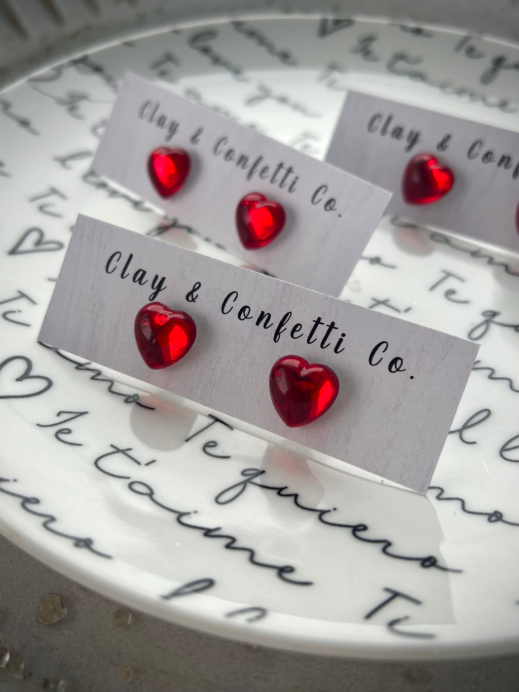 Red Jelly Heart Stud