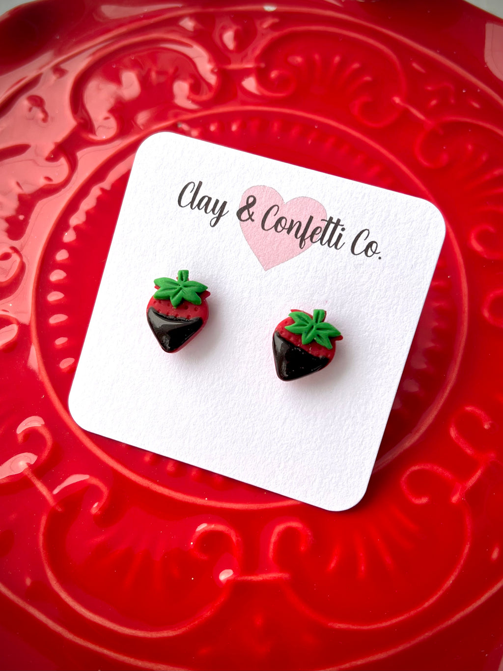 Chocolate covered strawberry stud