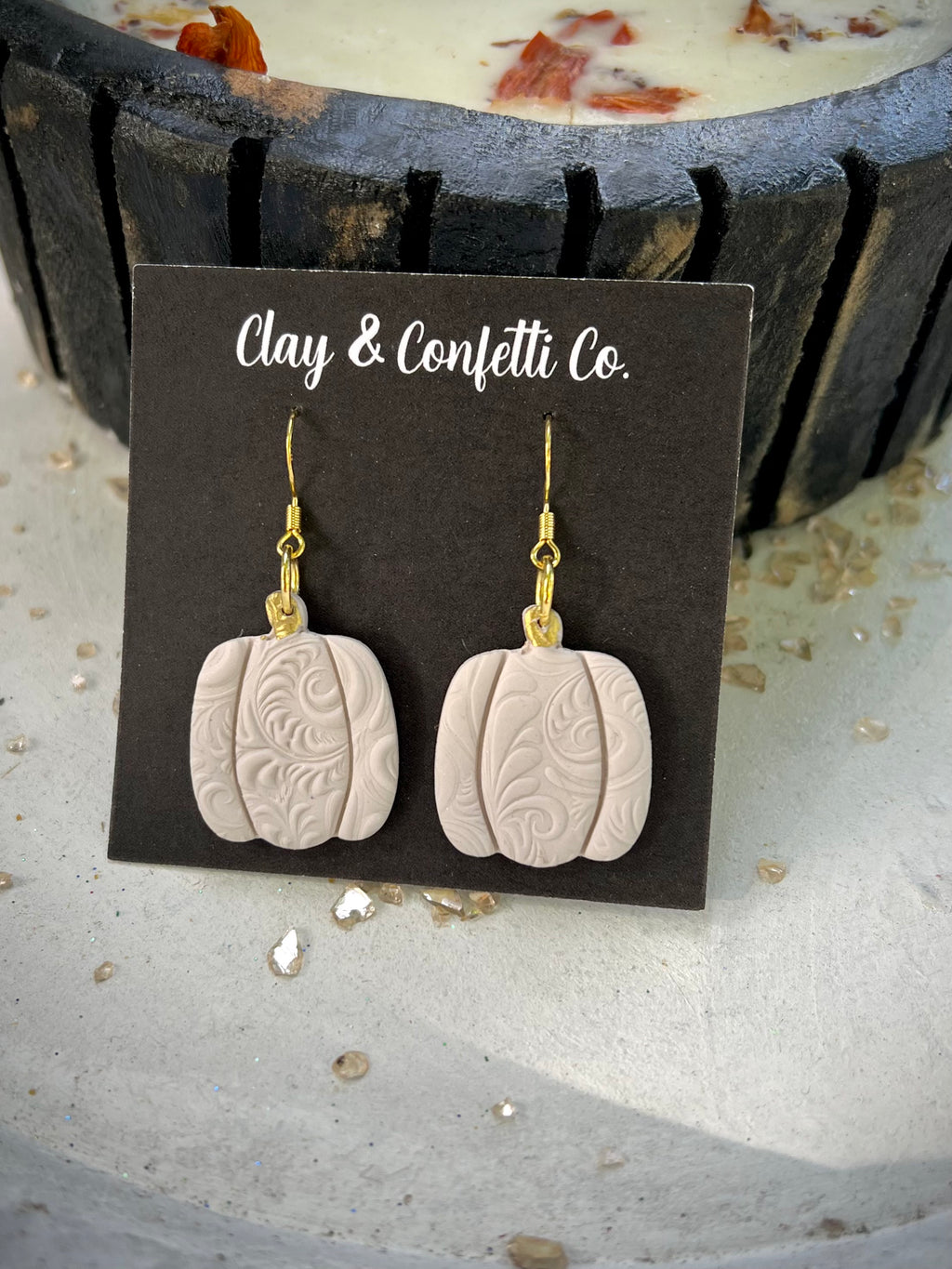 Cream lace pumpkin dangle