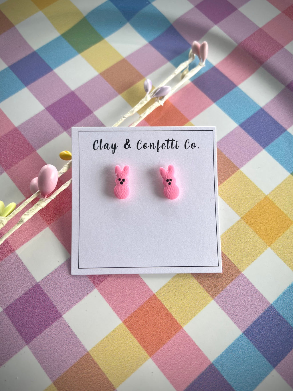 Pink peep bunny stud only