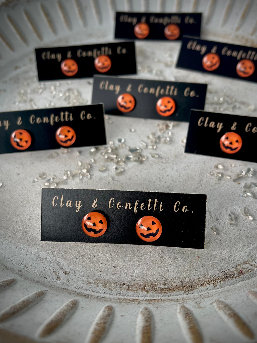 Pumpkin face stud