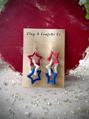 Red white blue star links dangle