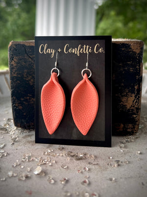 Faux folded leather dangle coral