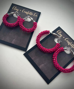 Silver Fuschia Hoop options