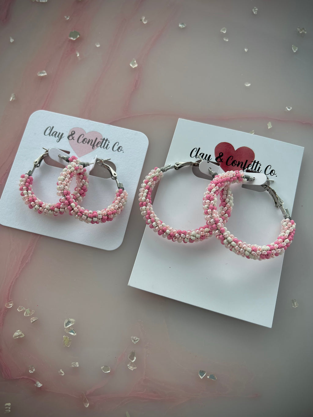 Valentines Bead Hoop Pink & White