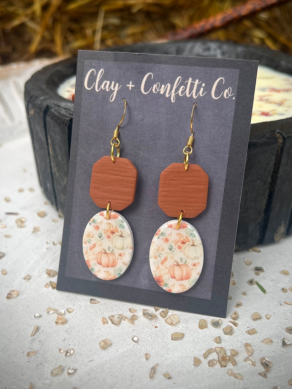 Pumpkin floral Adele dangle