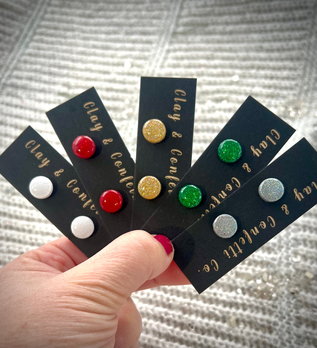 Smaller size Christmas glitter studs