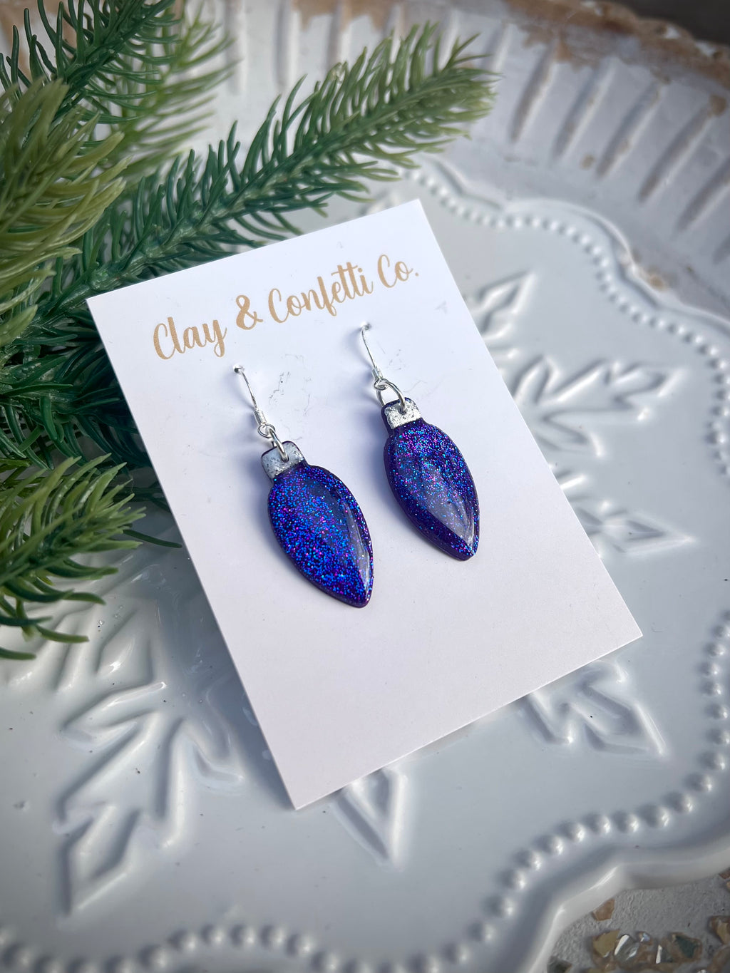 Purple glitter bulb dangle