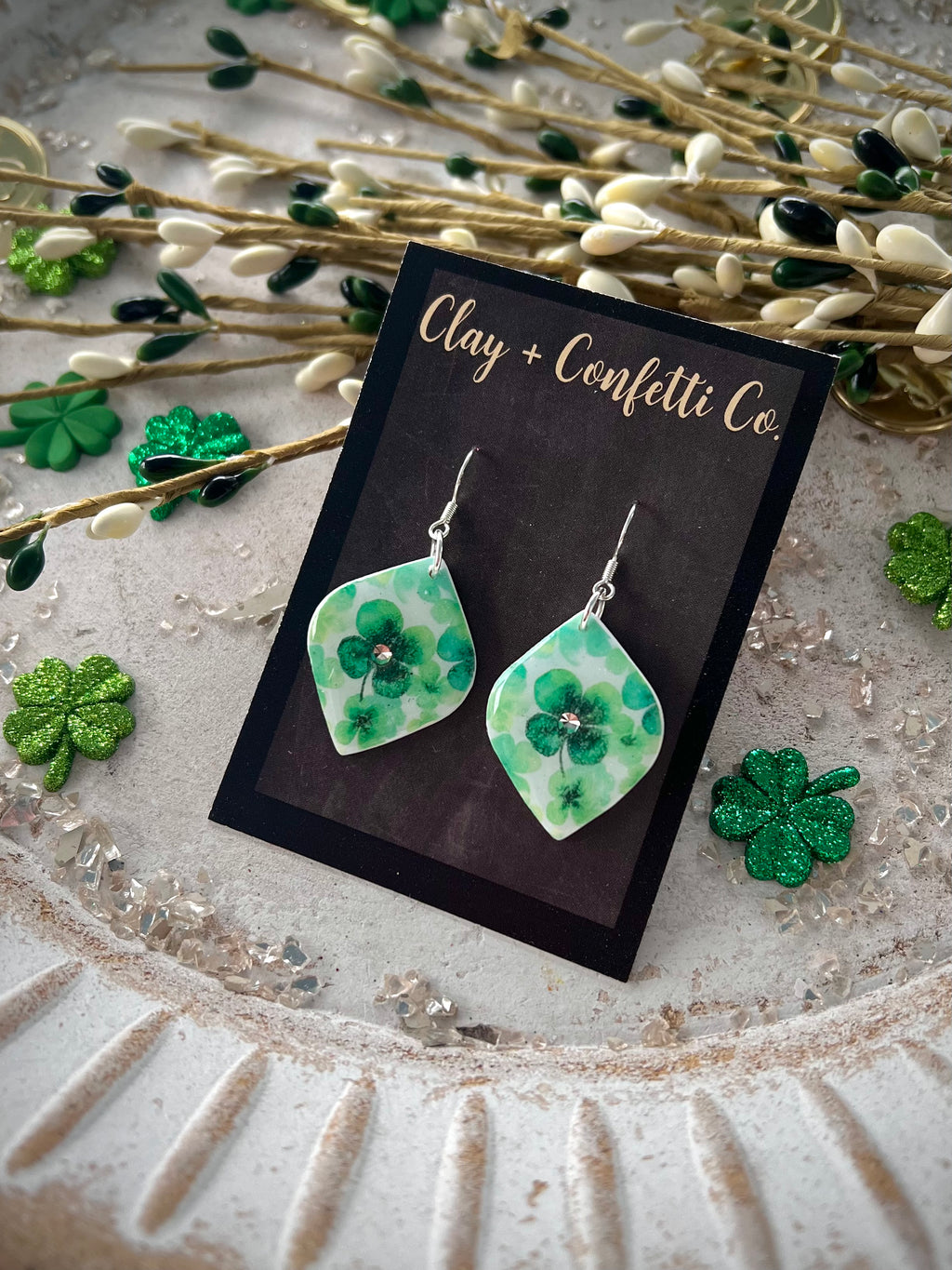 Watercolor silver tear dangle